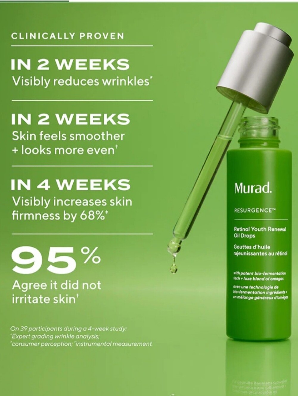 Murad Resurgence Retinol Youth Renewal Oil Drops - Green & White Packaging NIB